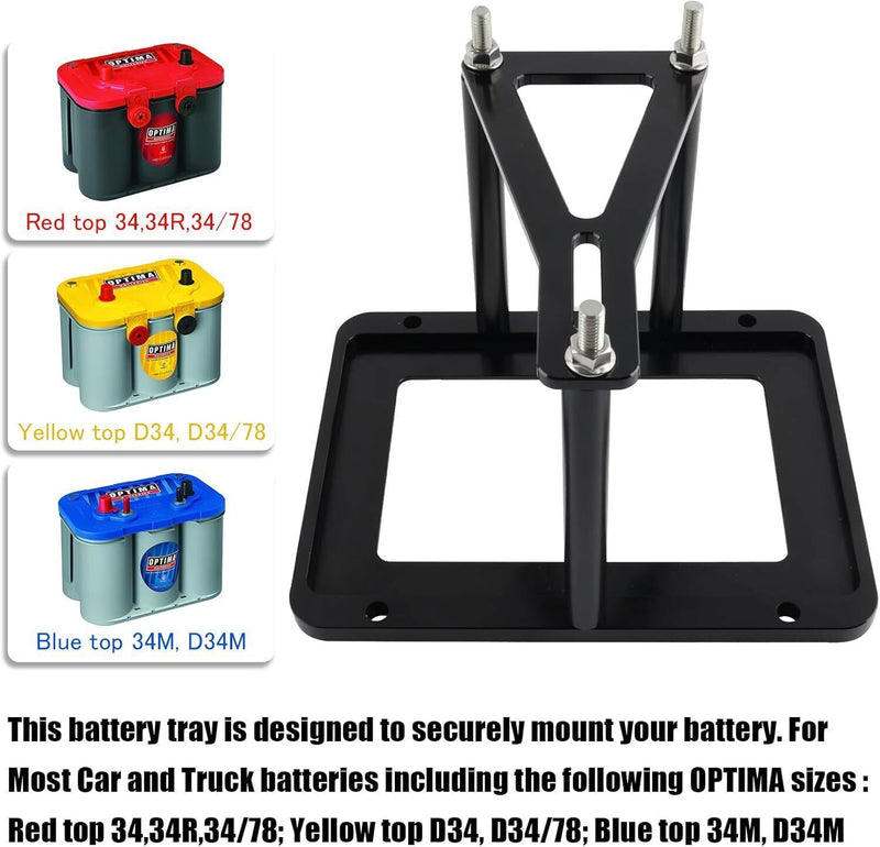 Billet Aluminum Battery Tray Hold Down Relocation Box Racing Mount