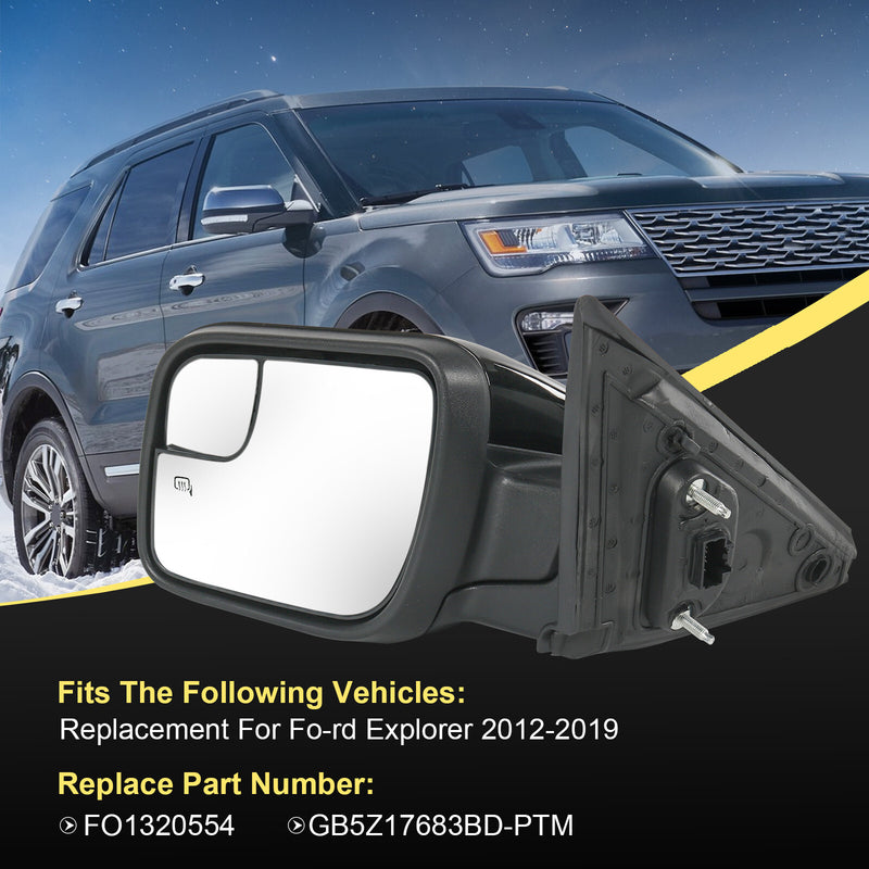 Driver Side Heated Mirror w/ Puddle Light Power 7Pin for Ford Explorer 2016-2019