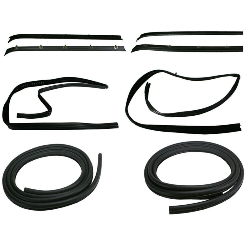 Front Door Window Run Sweep Felts Weatherstrip Seals Kit for Chevy GMC