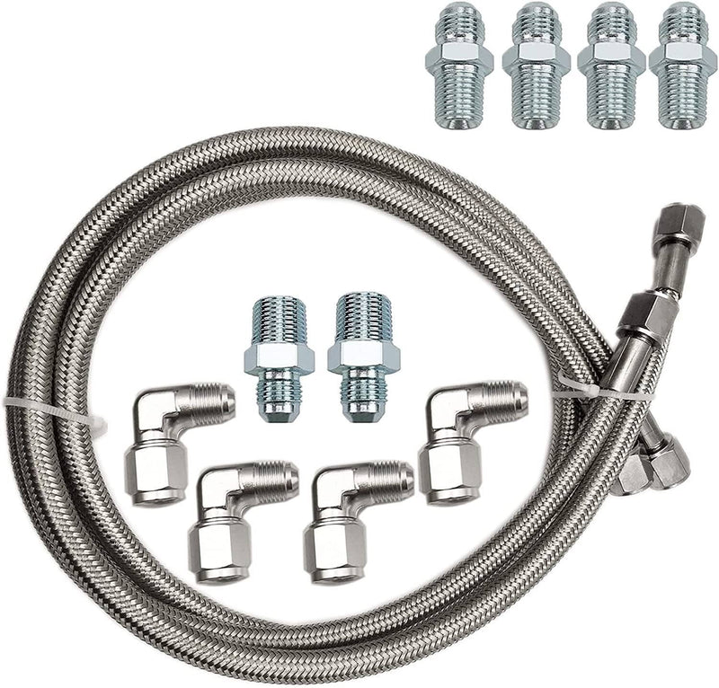 SS Braided Transmission Cooler Hose Lines Fittings TH350 700R4 TH400 52