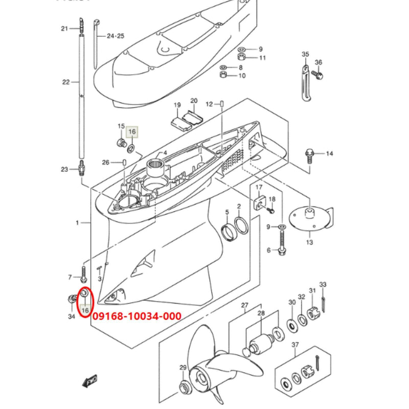 09168-10034 09168-10038 Gear Oil Drain Plug Gaskets for Suzuki Outboard 2 Pack