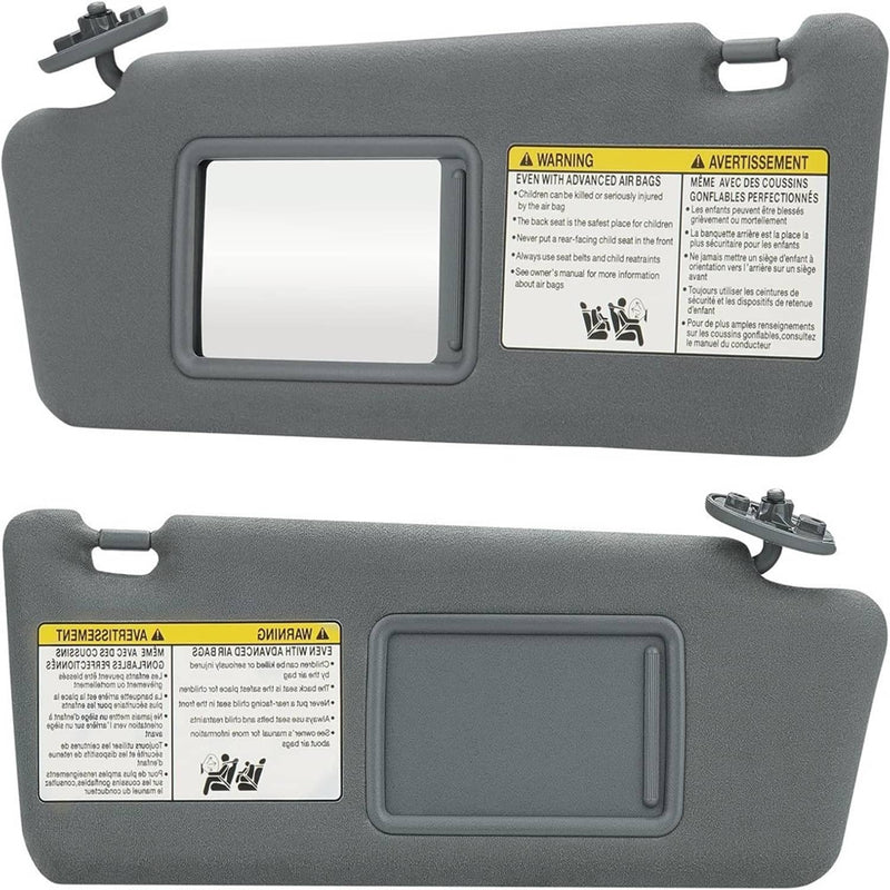 Sun Visor Pair LH Driver RH Passenger for Toyota Tacoma 2005-2015 Gray