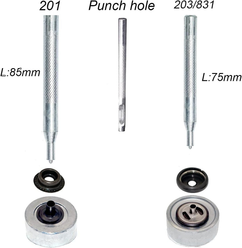 Heavy Duty Snap Fastener Button Kit 70 Set 15mm 5/8" Stainless Steel for Leather