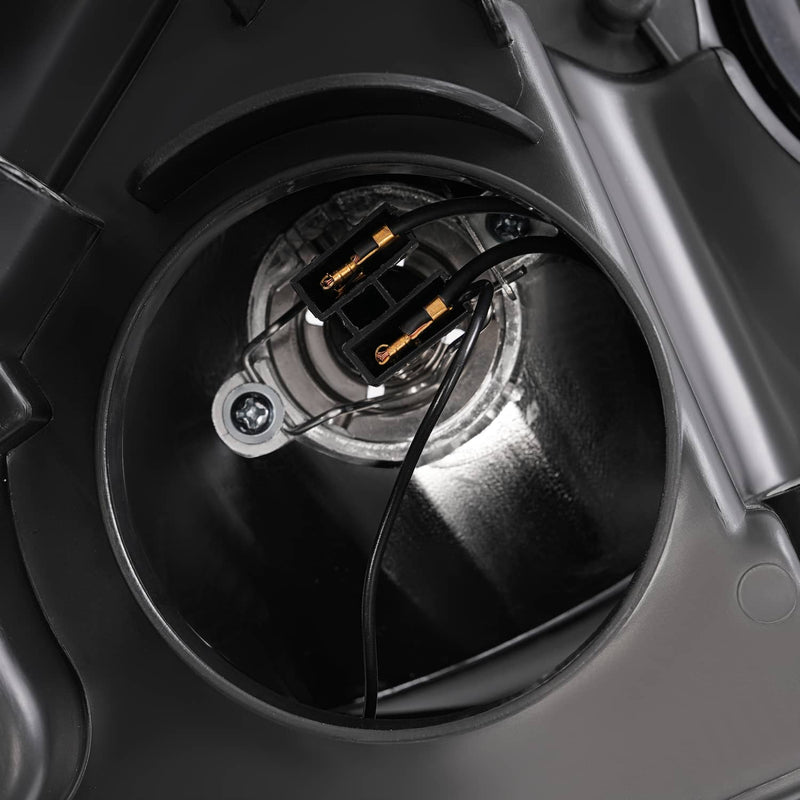 DURAFORCE Black Left Driver Side Headlights Clear Lens Halogen for Ford Focus 2012-2014