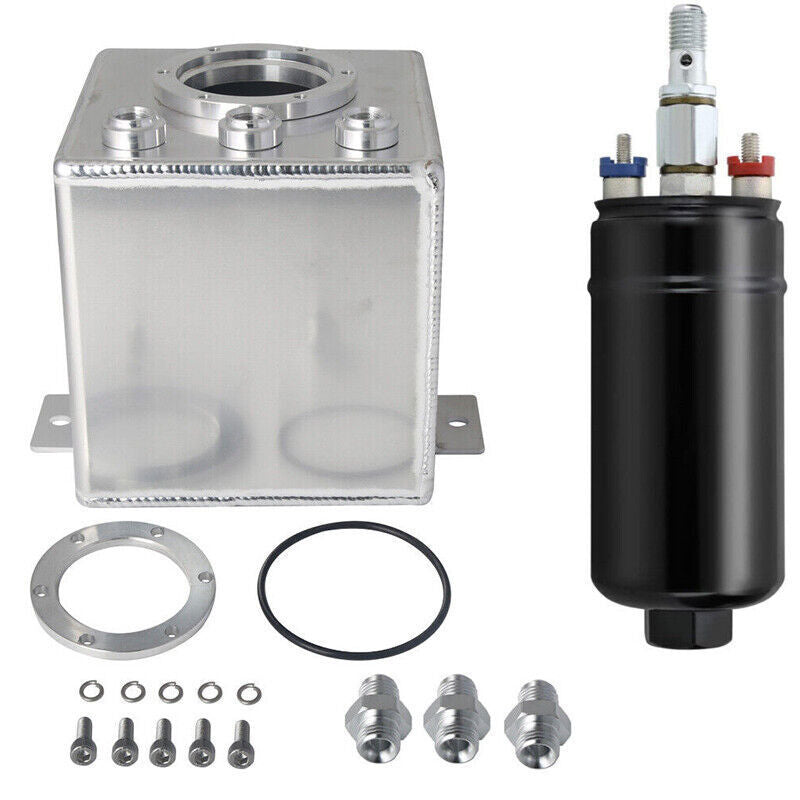 2L Billet High Flow Swirl Fuel Surge Tank AN6 Fitting & 044 External Pump