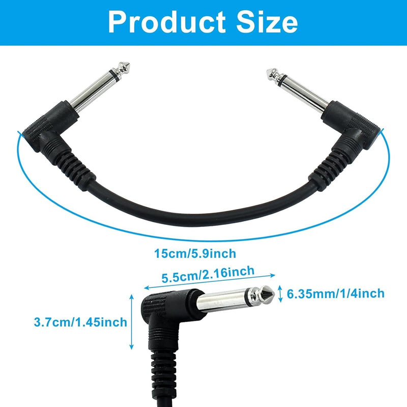 6PCS Patch Cables for Guitar OFC Pedal Board 1/4 Right Angle Wire Cord