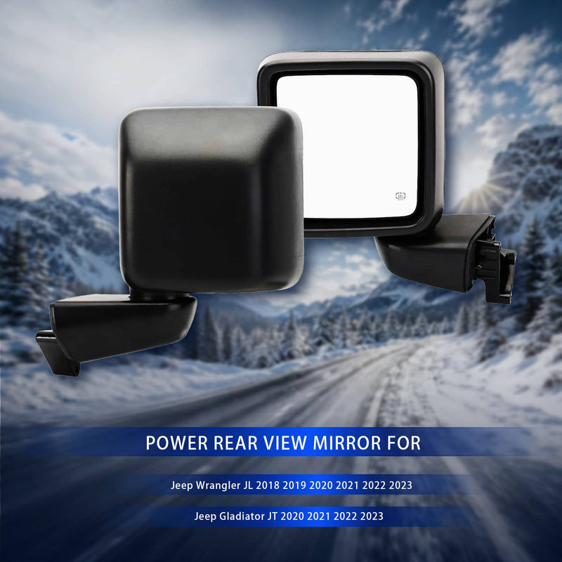 Pair Left & Right Power Heated Mirror for 2018-2024 Jeep Gladiator Wrangler JL