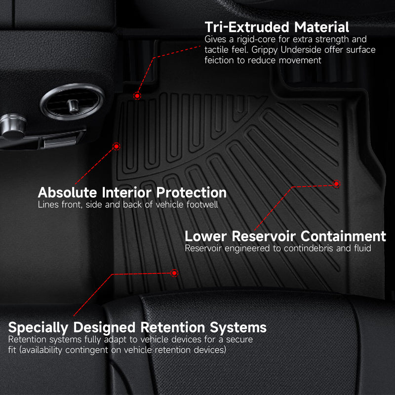 Front Rear Floor Mats Liners for Toyota Tundra Crew Max Cab 2022-2026 TPE Rubber