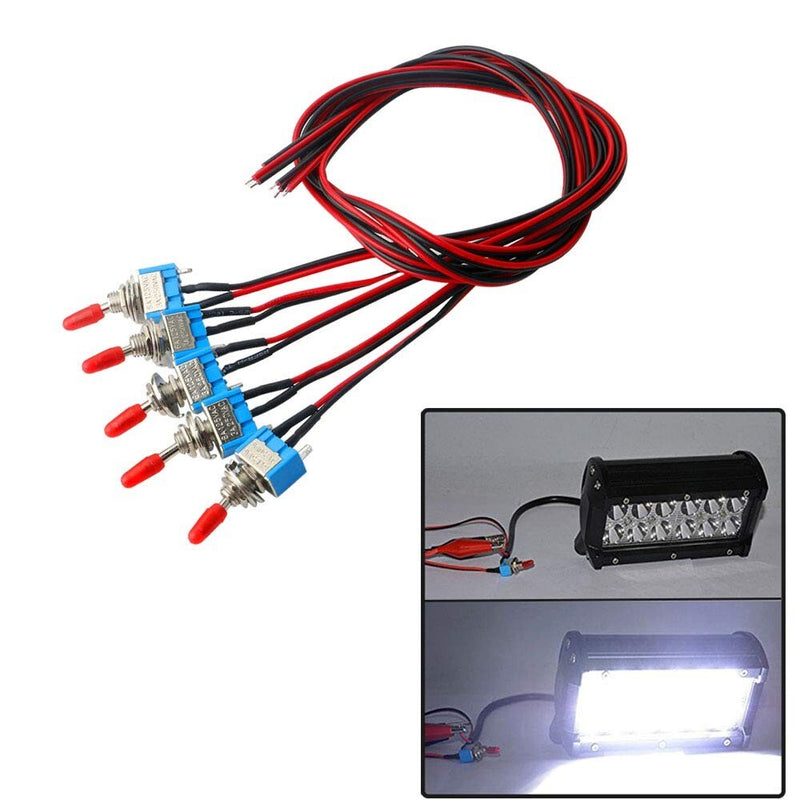 10PCS SPST Mini Toggle Switch Wires On Off Metal Small for Automotive Boat Car T