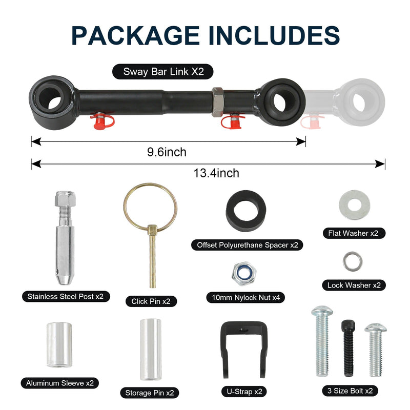 Quick Disconnect Sway Bar Links for 98-06 TJ Cherokee 84-01 XJ 2.5-6" Lifts
