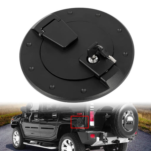 DURAFORCE Locking Fuel Door Gas Tank Cap Cover Aluminum Black For Hummer H2 2003-2009