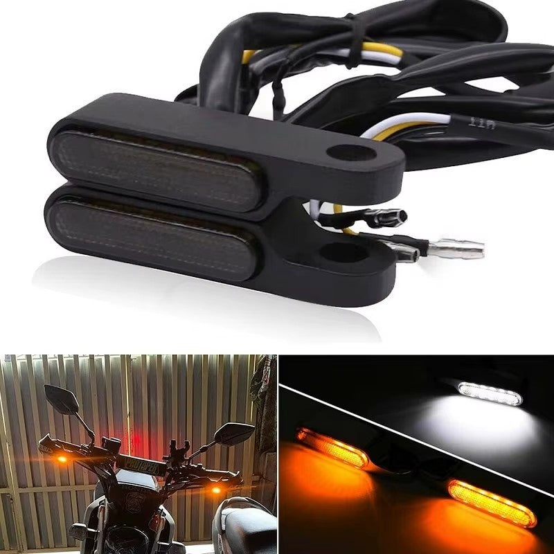 2PCS Mini Motorcycle Black LED Turn Signal Blinker Lights Amber for Harley Dyna