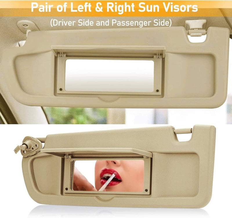 Beige Sun Visor Left and Right Kit for Honda Civic 2006-2011 1 Set