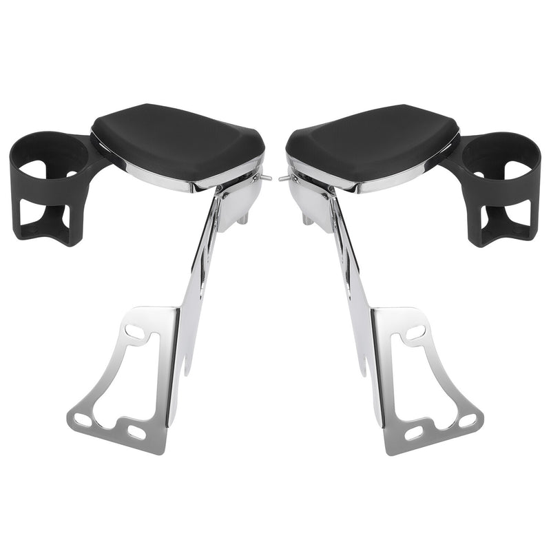 Tour Pak Touring Chrome Passenger Armrests Cup Holder Fit for Harley 1997-2013