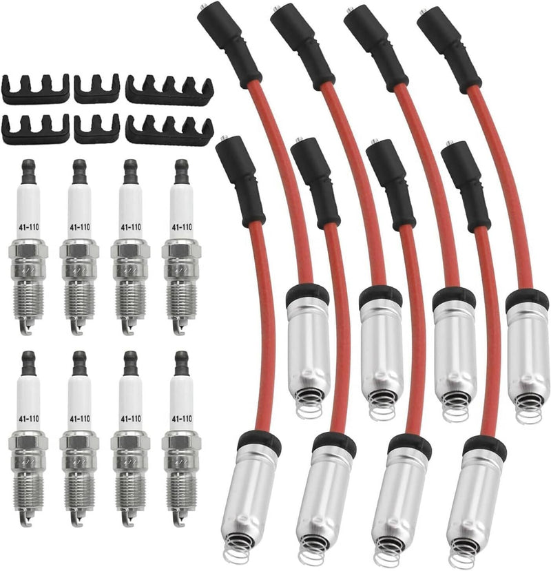 8mm Wireset + 8 Spark Plug 41-962 for Chevy Silverado GMC Sierra V8