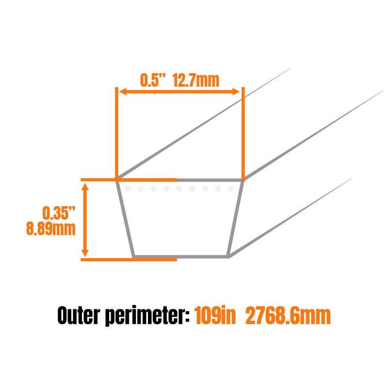 1125800 112-5800 Deck Belt 1/2" x 109" for Toro LX420 LX423 LX425 LX426 LX427