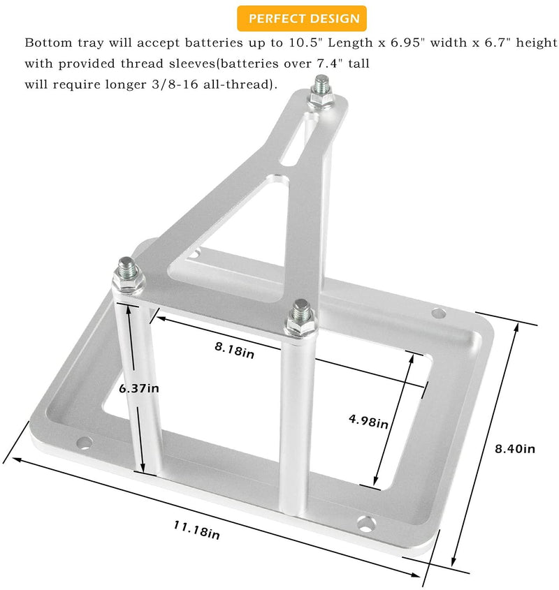 551181 Universal Aluminum Battery Tray Hold Down Trunk Relocation Box