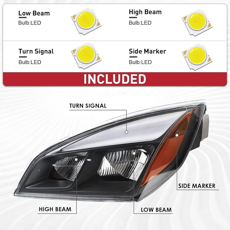 Full LED Headlights Headlamps Pair for Freightliner Cascadia Black