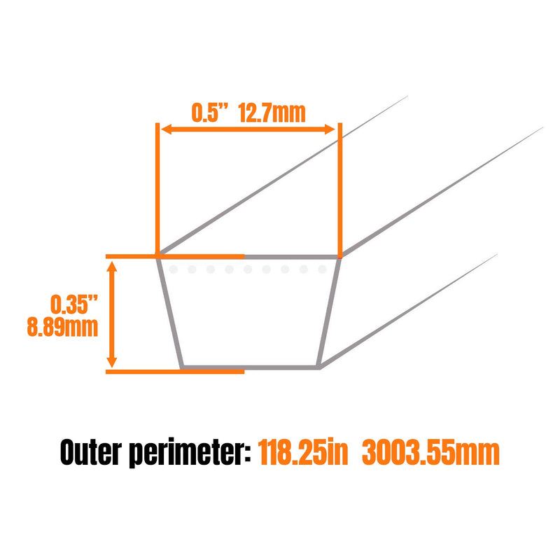 Deck Belt for MTD Cub Cadet GT1222 LT1045 LT1046 LT1022 RZT-L42 RZT-S42 RZT-S46