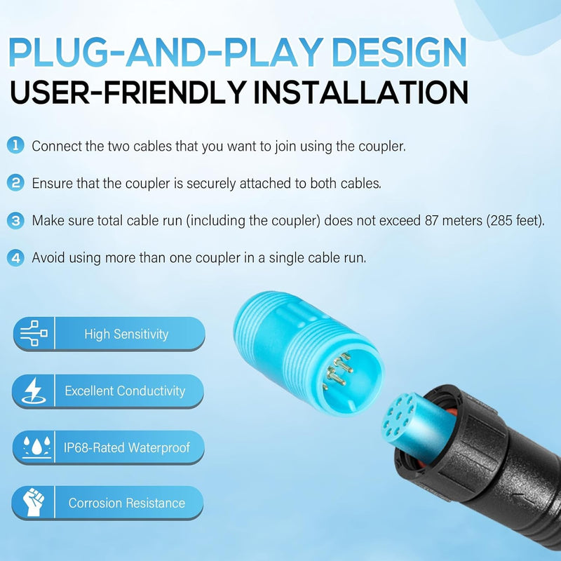 0101253100 Small Connector Cable Coupler for Garmin Marine BlueNet Network Cable