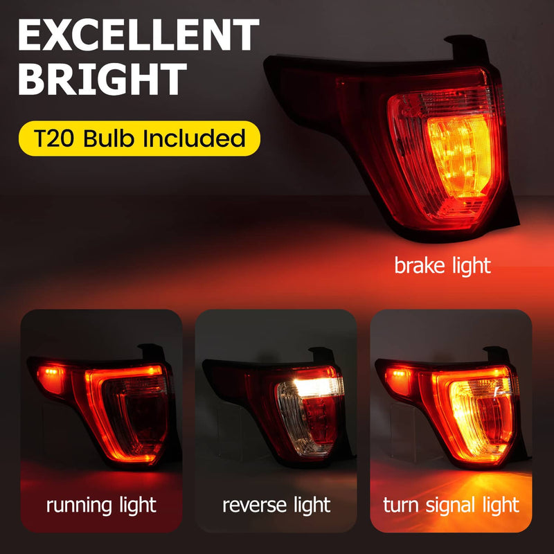 DURAFORCE LED Tail Light Brake Lamp Driver Left Side for Ford Explorer 2016-2019