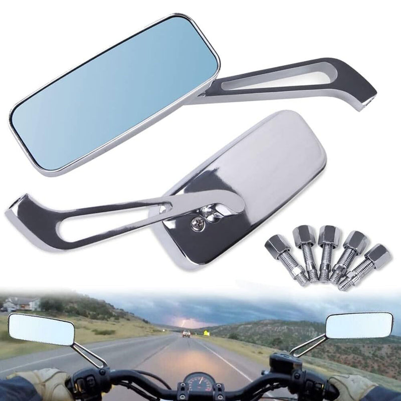 Rectangle Chrome Rear-View Mirrors Fit for Harley Road Glide Touring Road King