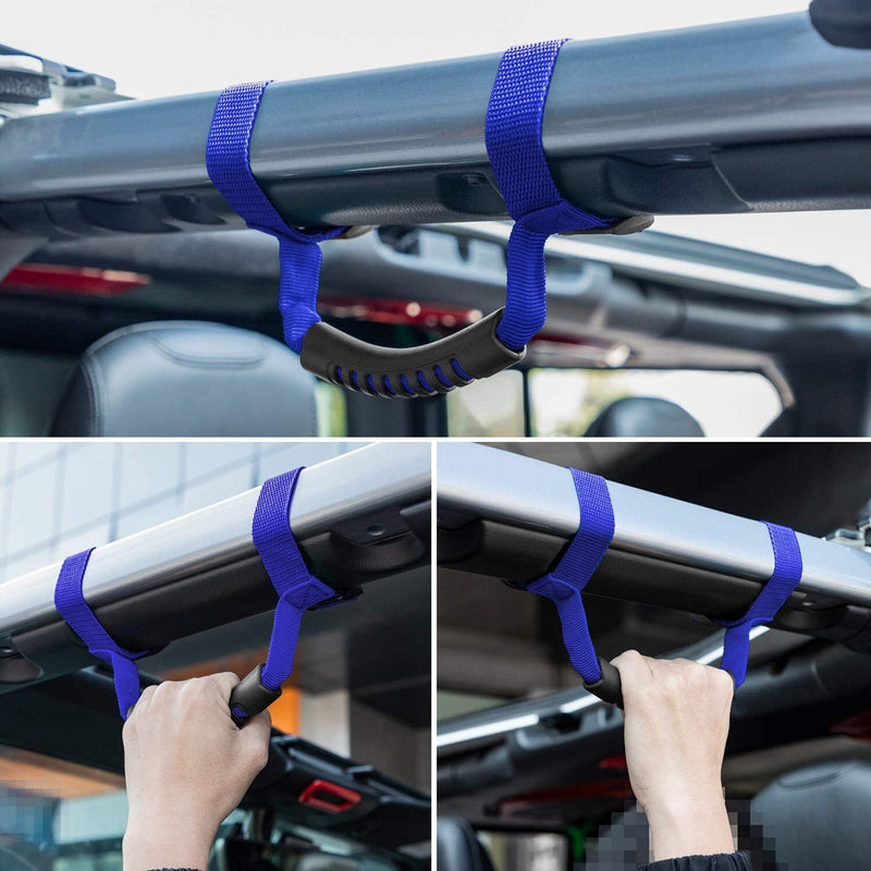 Blue Roll Bar Grab Handles for Jeep Wrangler TJ JK JL 1955-2022 4 Pcs