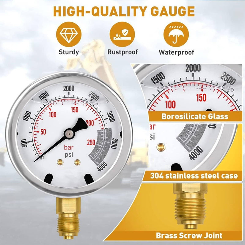 60Mpa Hydraulic Pressure Test Set 5 Gauges 13 Couplings 14 Tee Connectors