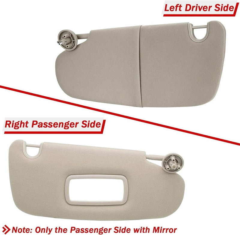 Sun Visor Set Left Right for 2002-2009 Dodge Ram 1500 2500 3500 Beige 2Pcs