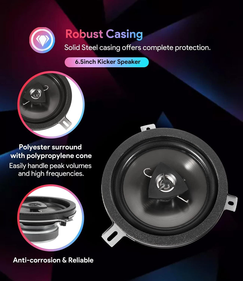 77KICK10 6.5in Speaker for Kicker 2007-2018 Jeep Wrangler JK JKU 4 Pack