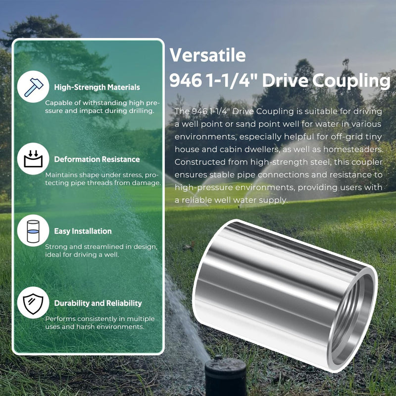 946 1-1/4" Female Galvanized Drive Coupling for Sand Point Well Drilling 5pcs