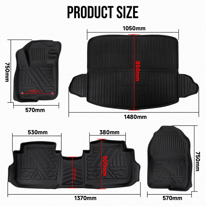 All Weather Floor Mats Liners Set for Honda CR-V 3D Molded TPE Rubber 2017-2022