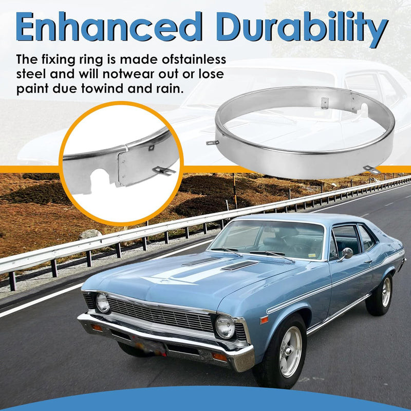 Headlamp Retaining Ring Mounting Bucket Kit for Camaro Nova w/ Hardware 28pcs