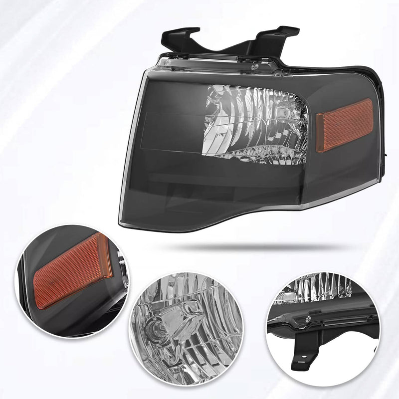 DURAFORCE 7L1Z13008DB Headlight Left With Bulbs for Ford Expedition 2007-2014