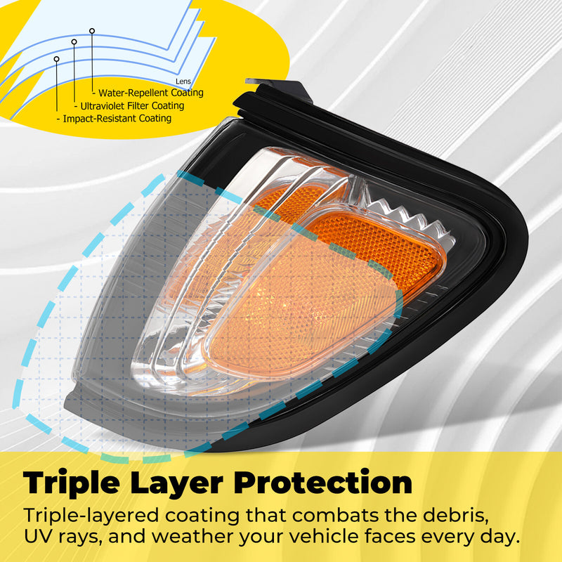 Corner Light Assembly with Black Trim for Toyota Tacoma 2001-2004 Left Side