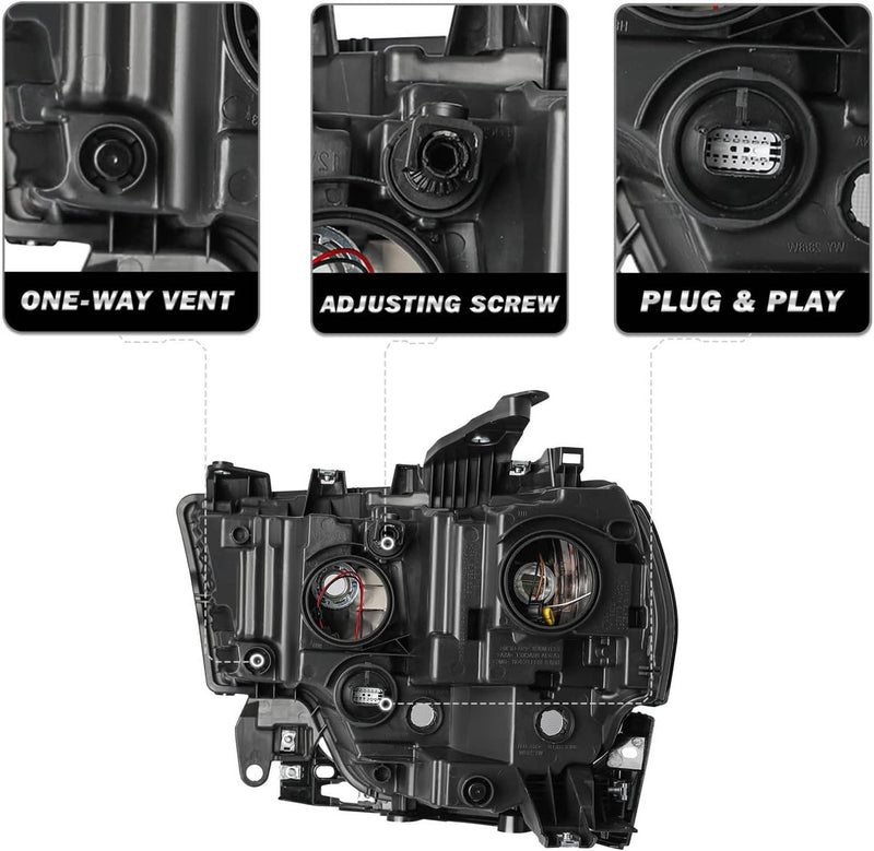 Halogen Chrome Headlight Assy Right Passenger Side for RAM 2500 3500 2019-2024