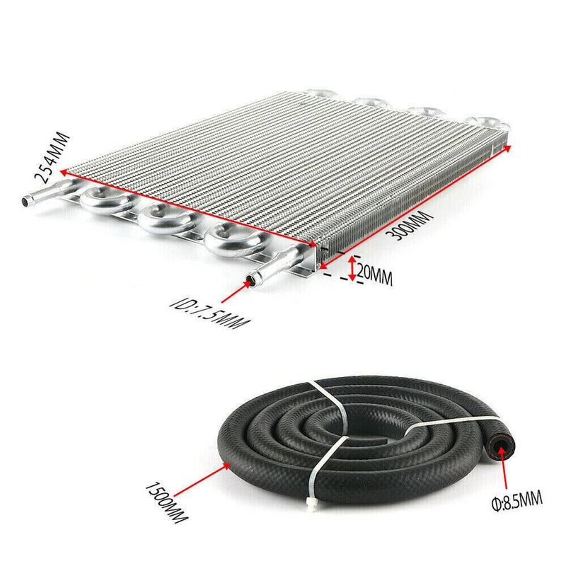 Universal 8 Rows Aluminum Remote Transmission Oil Cooler Radiator Converter Kit