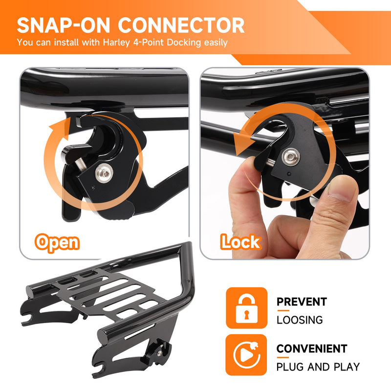 Black Detachable Luggage Rack for Harley Touring 2009-2025 Street Road Glide US