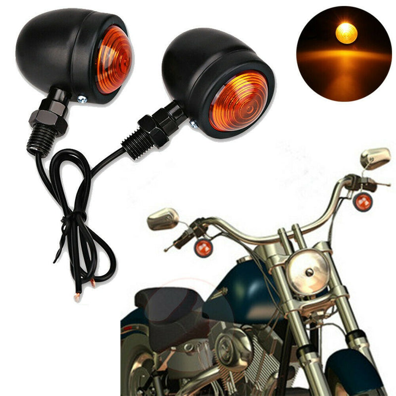 2Pcs 12V Motorcycle Bullet Turn Signal Light Indicators Blinkers Amber Universal