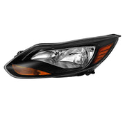 DURAFORCE Black Left Driver Side Headlights Clear Lens Halogen for Ford Focus 2012-2014