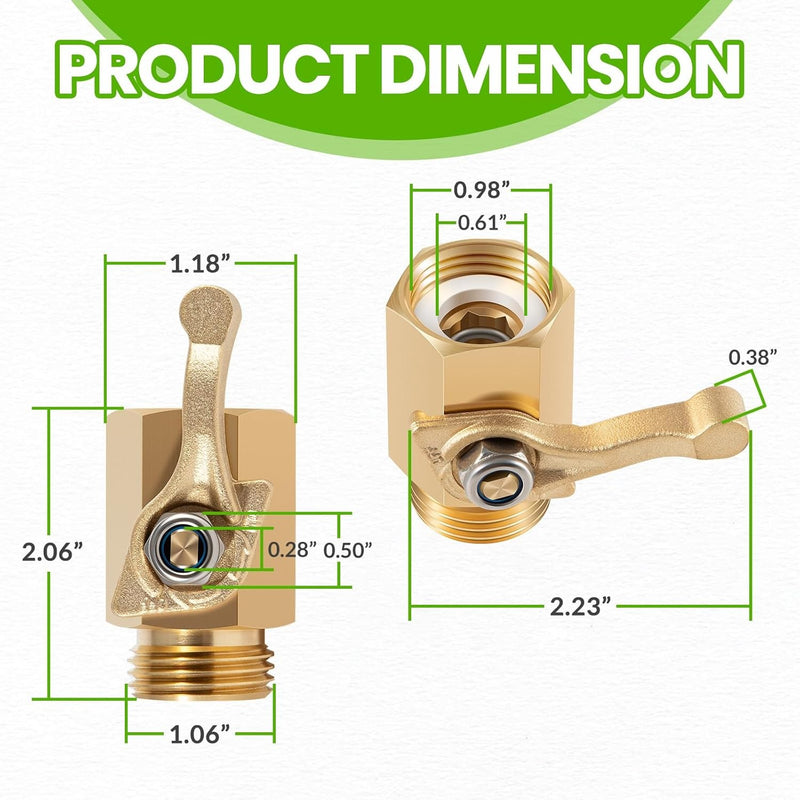 12353 Brass Shut-Off Valve 3/4 Hose Thread Full Flow 1/2 Opening