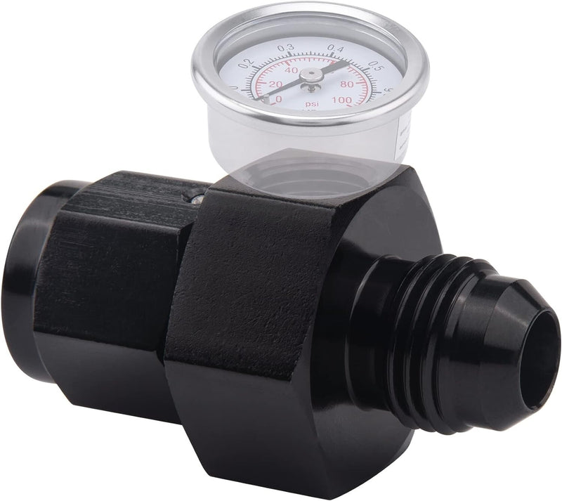 AN Male to AN Female Fitting with 1/8NPT Gauge Port Hose Adapter Fuel Pressure 6