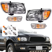 DURAFORCE Headlights Corner Signal Lights With All Bulbs for Toyota Tacoma 2001-2004 Pair