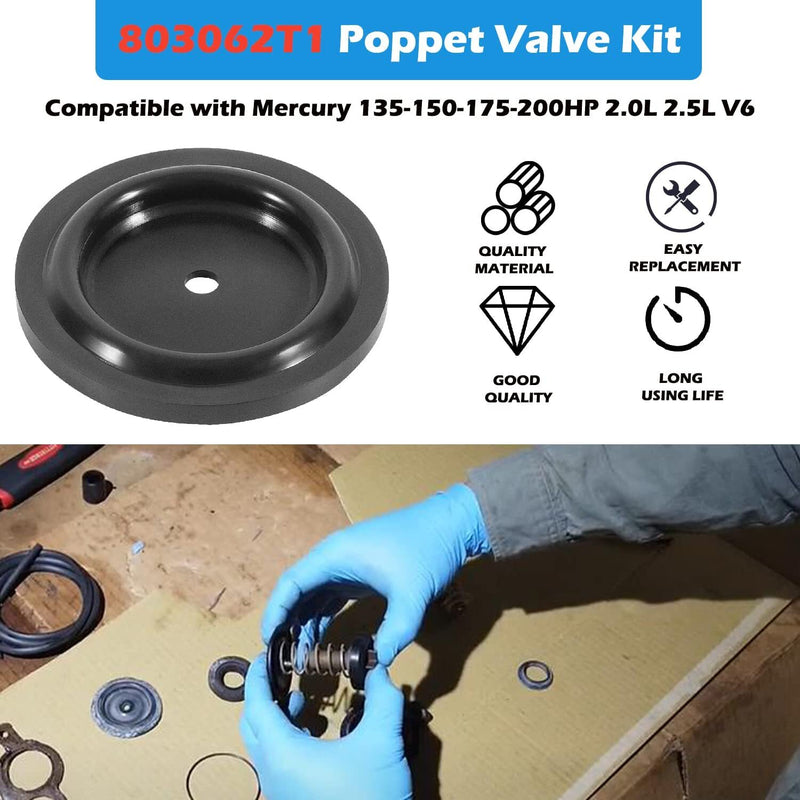 803062T1 Poppet Valve Diaphragm Kit for Mercury 135 150 175 200hp 2.0L 2.5L V6