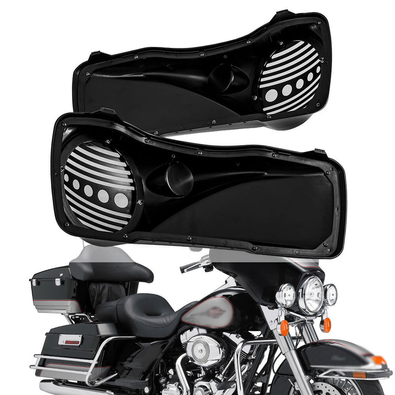 8" Vivid Black Speaker Lids w/ Tweeter Port for Harley 1994-2013 Touring Models