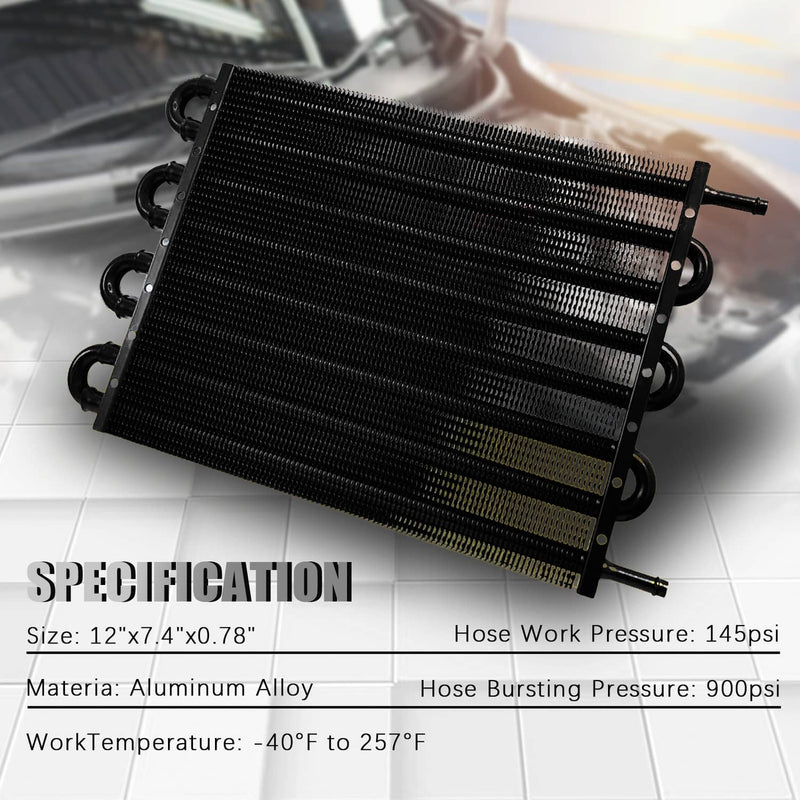 Universal 8 Rows Aluminum Remote Transmission Oil Cooler Radiator Converter Set