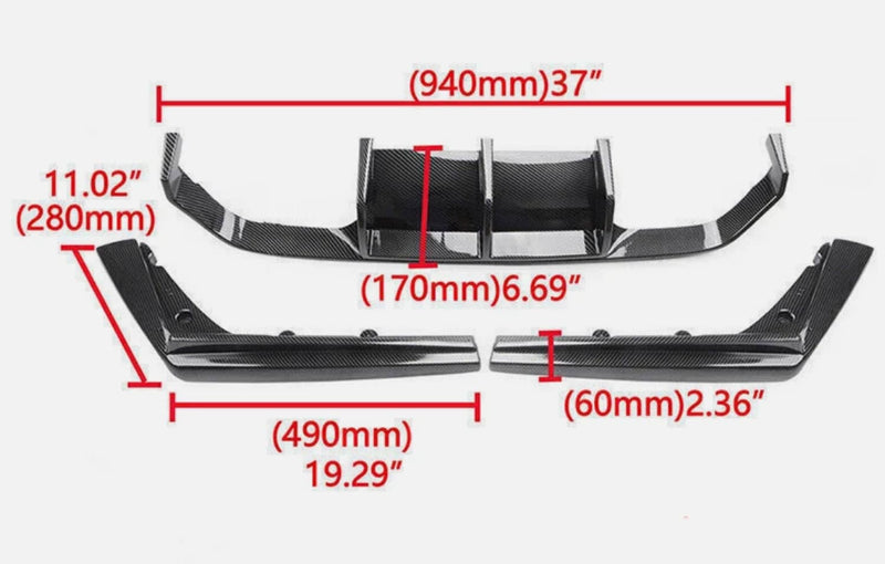 Carbon Fiber Color Rear Bumper Diffuser Lip for BMW F80 M3 F82 F83 M4 15-20