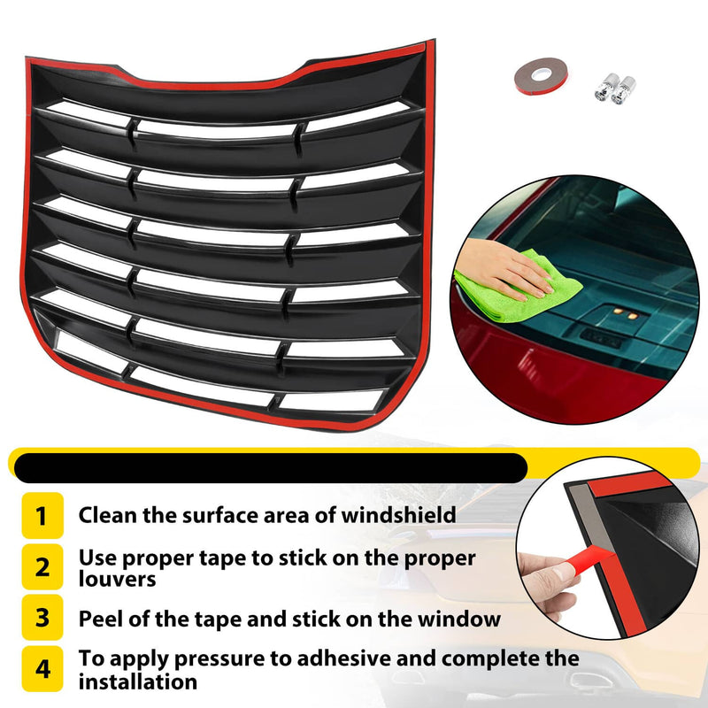 DURAFORCE Rear Window Louver Sun Shade Cover for Ford Fusion 2013-2020 Matte Black Tape