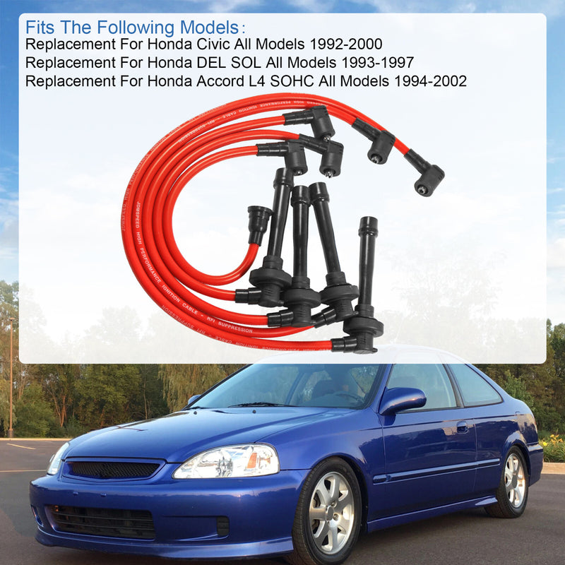 10.5mm Spark Plug Wire Set for Honda Accord 1998-2002 2.3L DX LX 10 Pieces
