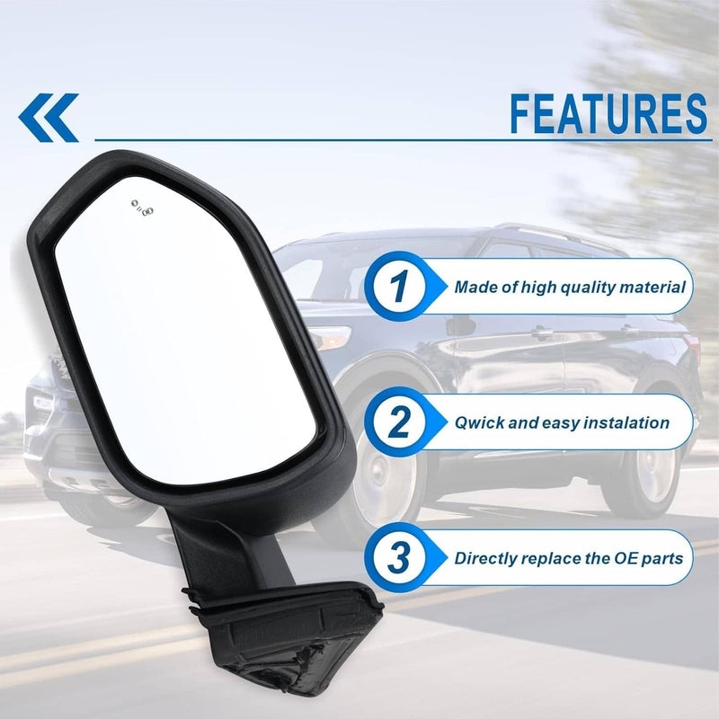 Driver Power Mirror for Ford Explorer Heated Manual Folding 2020-2024
